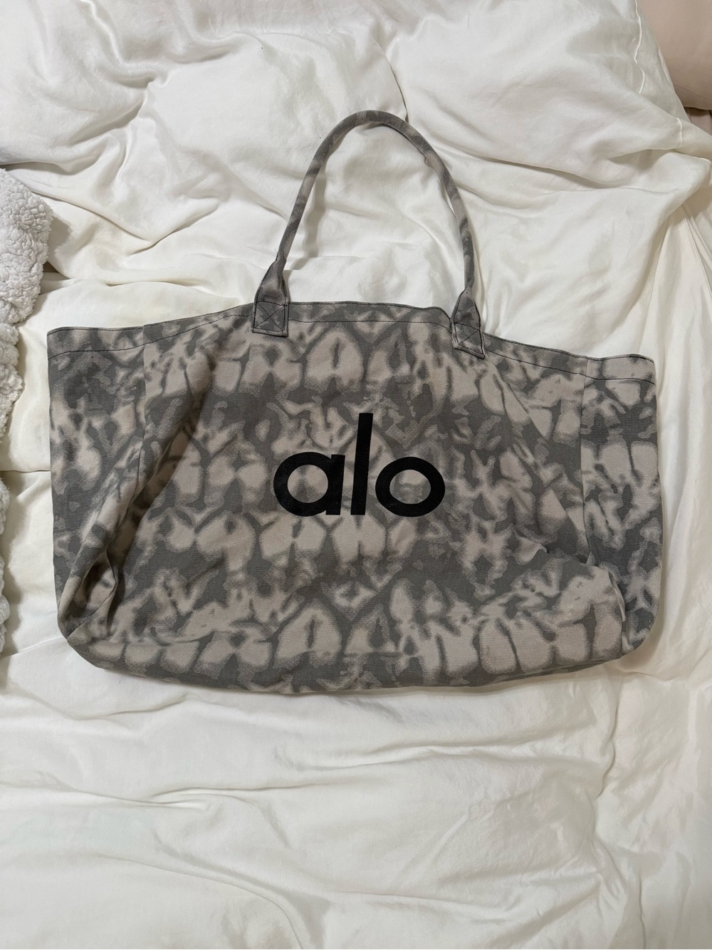 ALO Yoga Gray Tie-Dye Canvas Tote